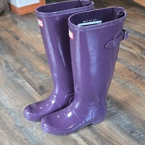 Hunter Glossy Purple Tall Rain Boots